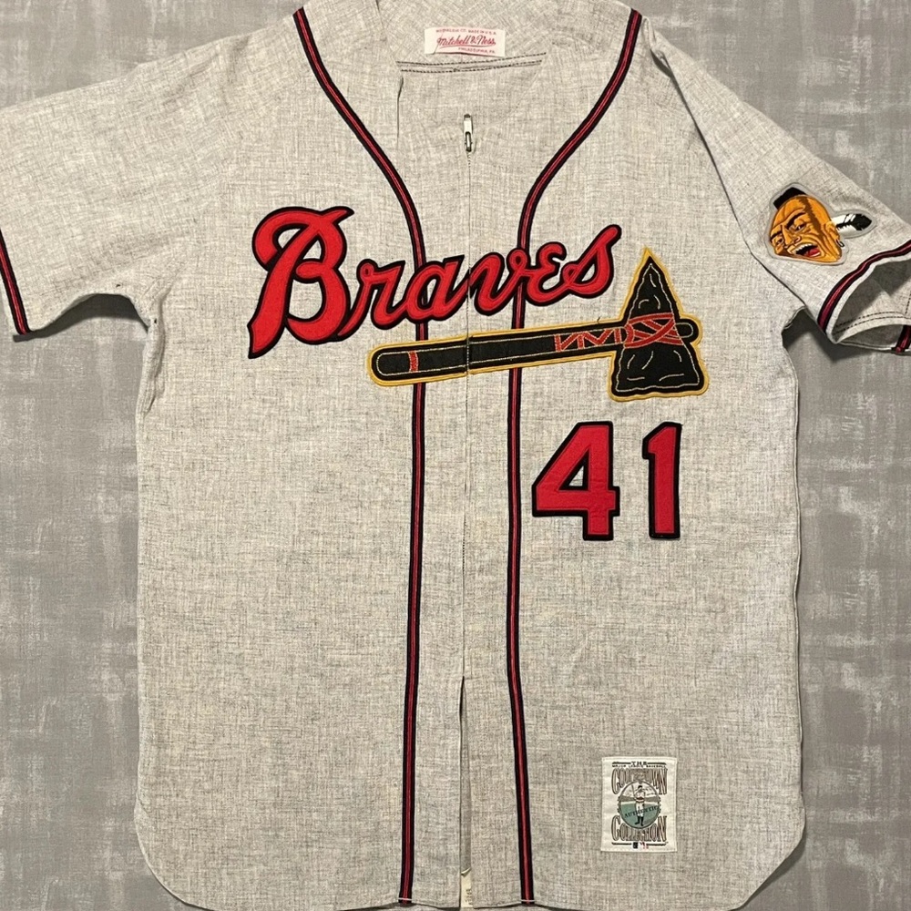 Authentic Vintage Mitchell & Ness 1957 Milwaukee Braves Eddie Mathews Jersey